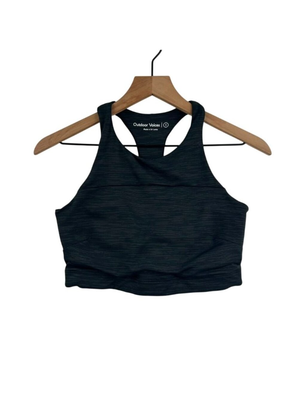 Outdoor Voices Move Free Crop Top Women's Small Black Space Dye Scoop Neck NWT